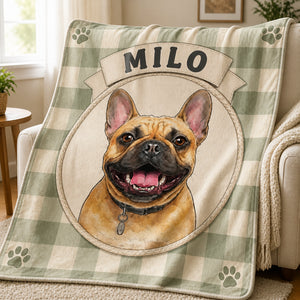 Custom Pet Portrait Blanket – Gingham Badge Edition - Personalized Blanket ab77825a-e6a7-4bde-af4c-dec88df04270.jpg