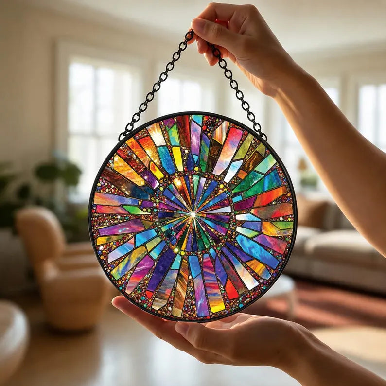 Rainbow Burst Stained Glass Suncatcher, Colorful Window Hanging, Abstract Glass, Boho Home Decor, Prism Sun Catcher Gift aba37f8d-5342-4605-bb00-d7c2ac7d5d45-dfdf-11-.webp