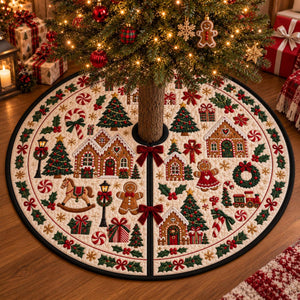 Vintage Nutcracker Quilted Christmas Tree Skirt, Gingerbread Village Mat abbf57df-7fff-4501-8568-ae05003a196b-1.jpg