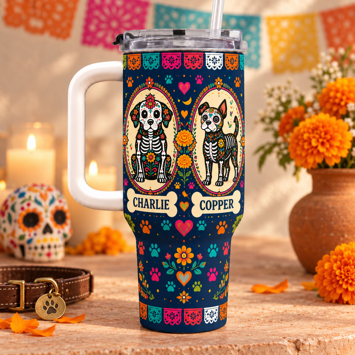 Personalized Dog Memorial 40oz Tumbler with Handle, Custom Pet Names, Day of the Dead Dog Lover Gift abe20b19-b000-4b55-b026-d0c46076c271-40oz-1.png