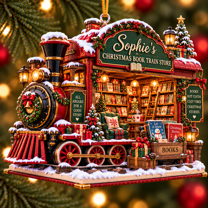 Personalized Christmas Book Train Store Ornament – Custom Name 2D Flat Acrylic Ornament, Magical Holiday Train & Book Lover Gift ac232527-3ae0-4678-82fe-2301df2b5212-Sophie-s-Christmas-Book-Train-Store.png