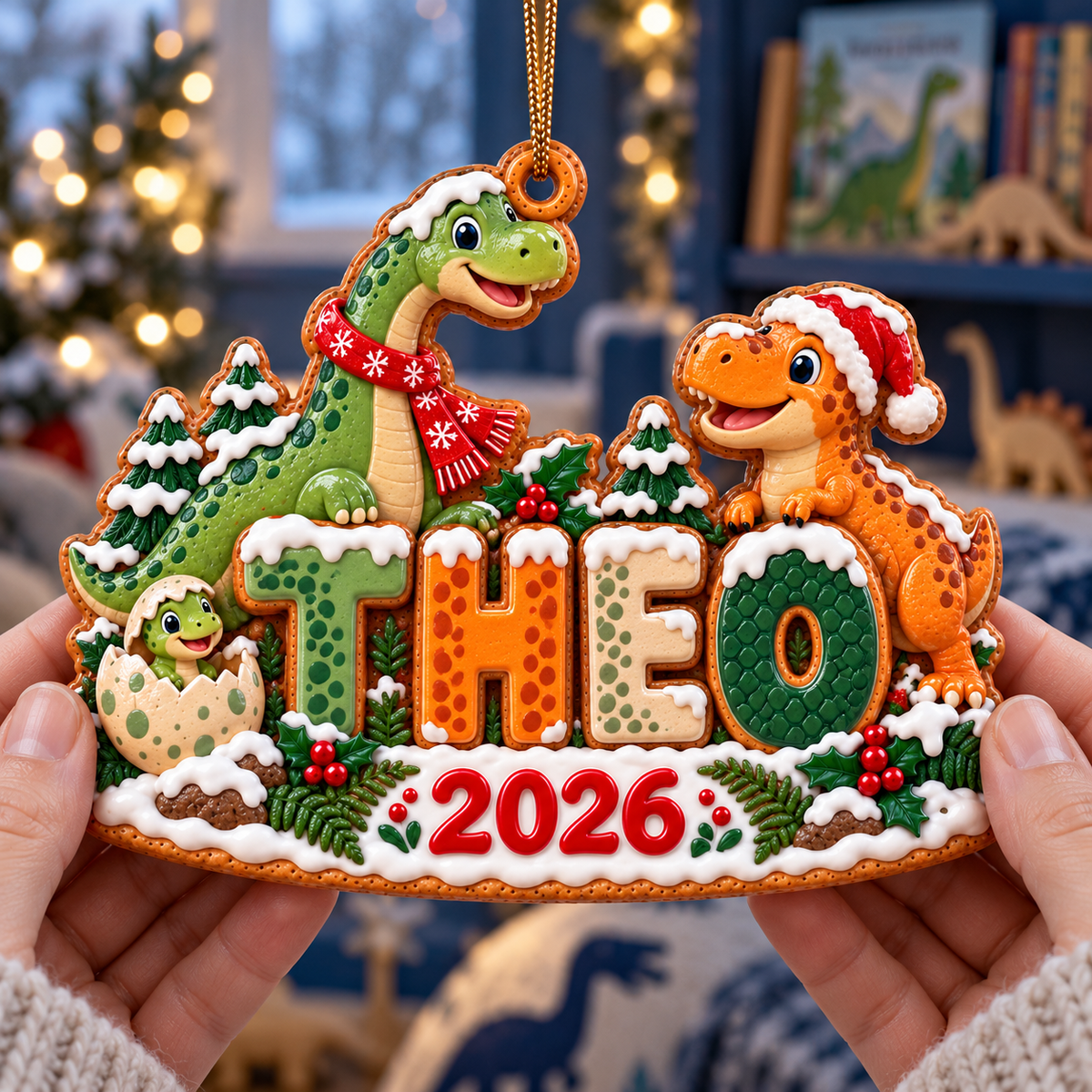 Personalized Dinosaur Christmas Ornament 2026 – Custom Name with Cute Dinosaurs, Holiday Keepsake Gift for Kids and Dinosaur Lovers ac32da30-f725-41d8-8708-ae3b0f65e909-Handheld-Theo-Dinosaur-Christmas-Ornament-4.png