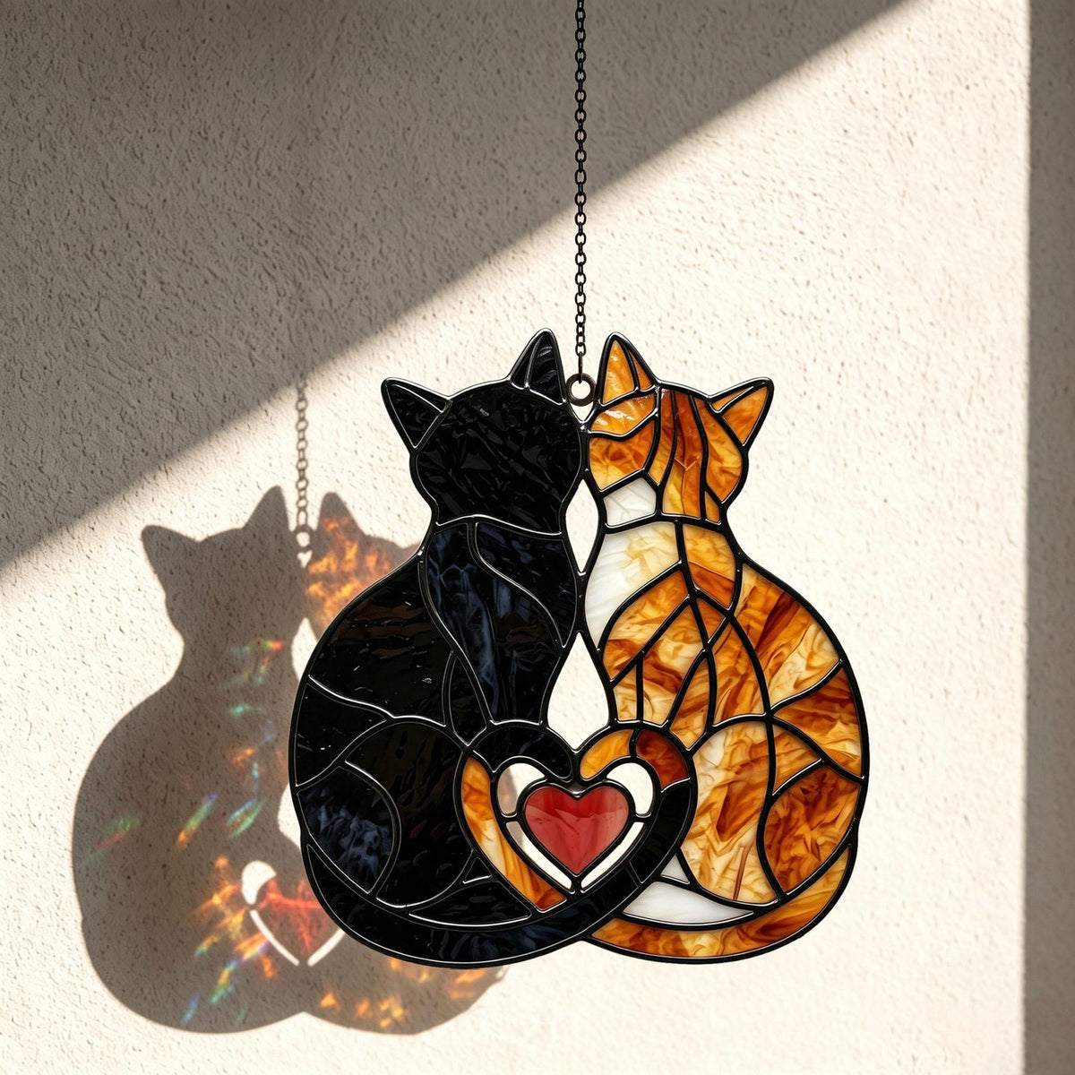 Charming Black Orange Cat Couple Acrylic Suncatcher, Stained Glass Pet Window Hanging Ornament, Cat Lover Window Hanging Decor, Mom's Gift ac39edd4-5775-4b43-bb10-49efc846f6b4-1.jpg