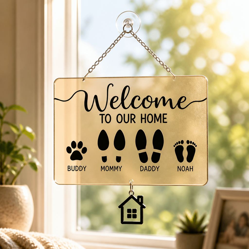 Welcome To Our Home Family Footprints Doormat – Personalized Names - Personalized 1 Layered Suncatcher with Charm ac41c3b2-fbe5-4be0-8e8d-6be7f5ab8b58.png