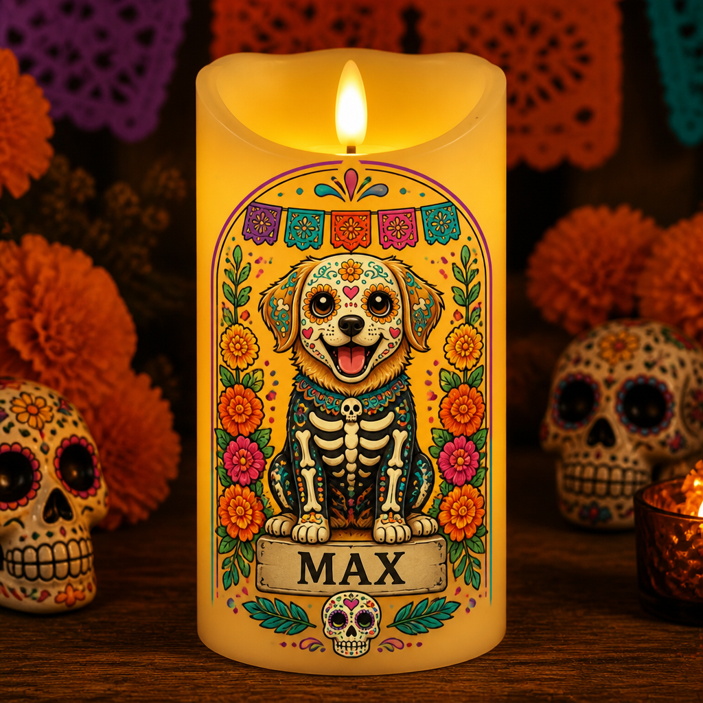 Custom Día de los Muertos Pet Portrait LED Candle - Personalized Custom Led Flameless Candle ac579587-8b1b-44c1-a276-08f343eec6c8.png