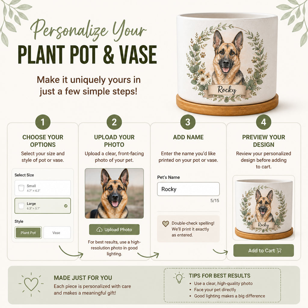 Custom Watercolor Pet Portrait Planter with Botanical Wreath - Personalized Plant Pot & Vase ac57d046-23f5-4aa3-b35a-b005109429a6.jpg