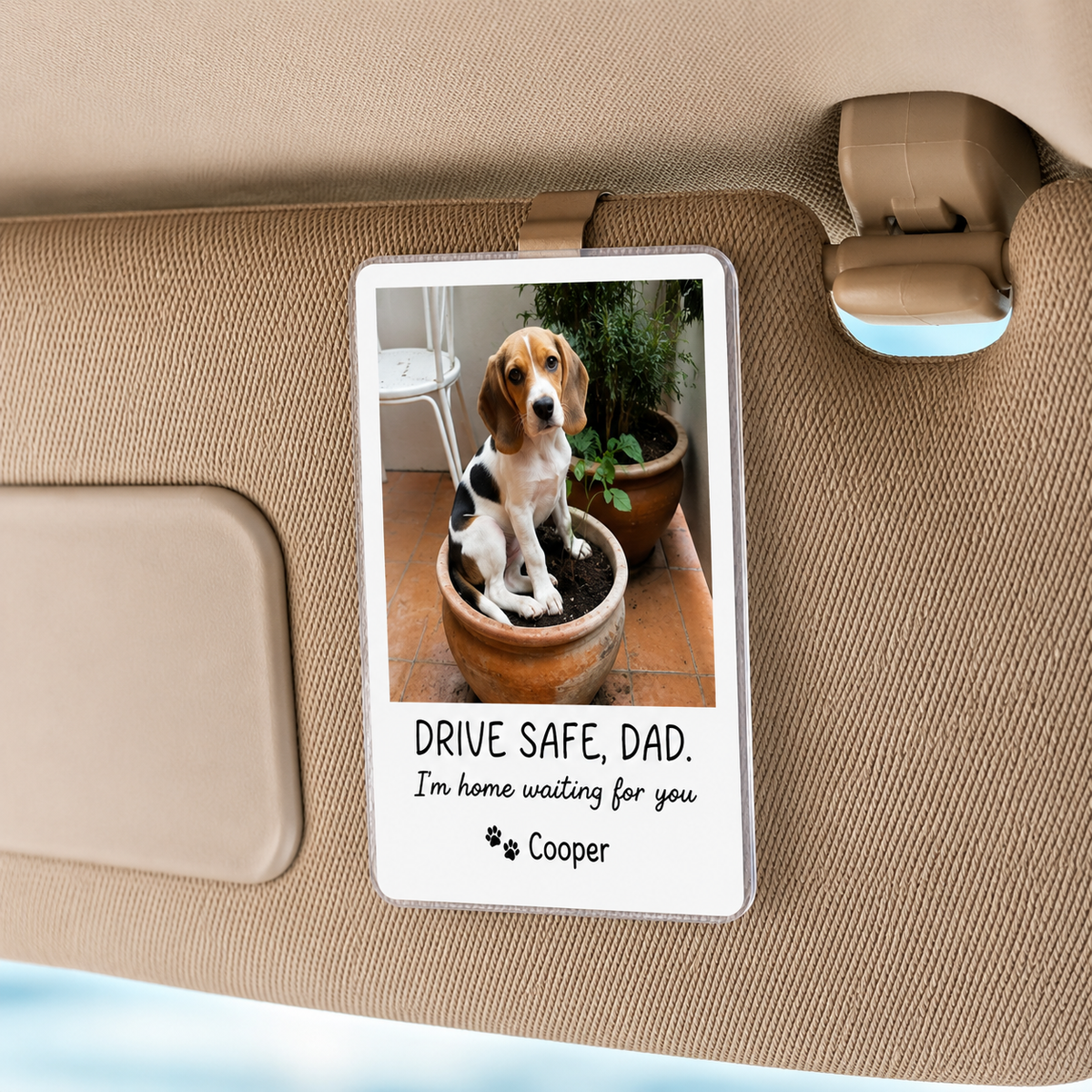 Custom Dog Photo Car Visor Clip, Fathers Day Gift from Dog, Personalized Dog Dad Gift, Dog Lover Gift, Dog Owner Gift