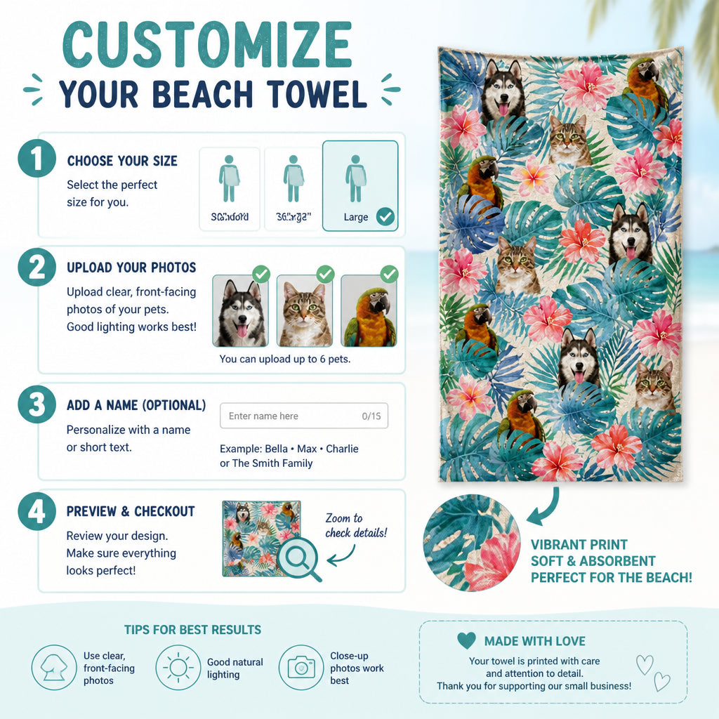 Tropical Pet Face Beach Towel – Photo Upload - Personalized Beach Towel ac5d0375-87c8-43f1-8f95-51afbd036378.jpg