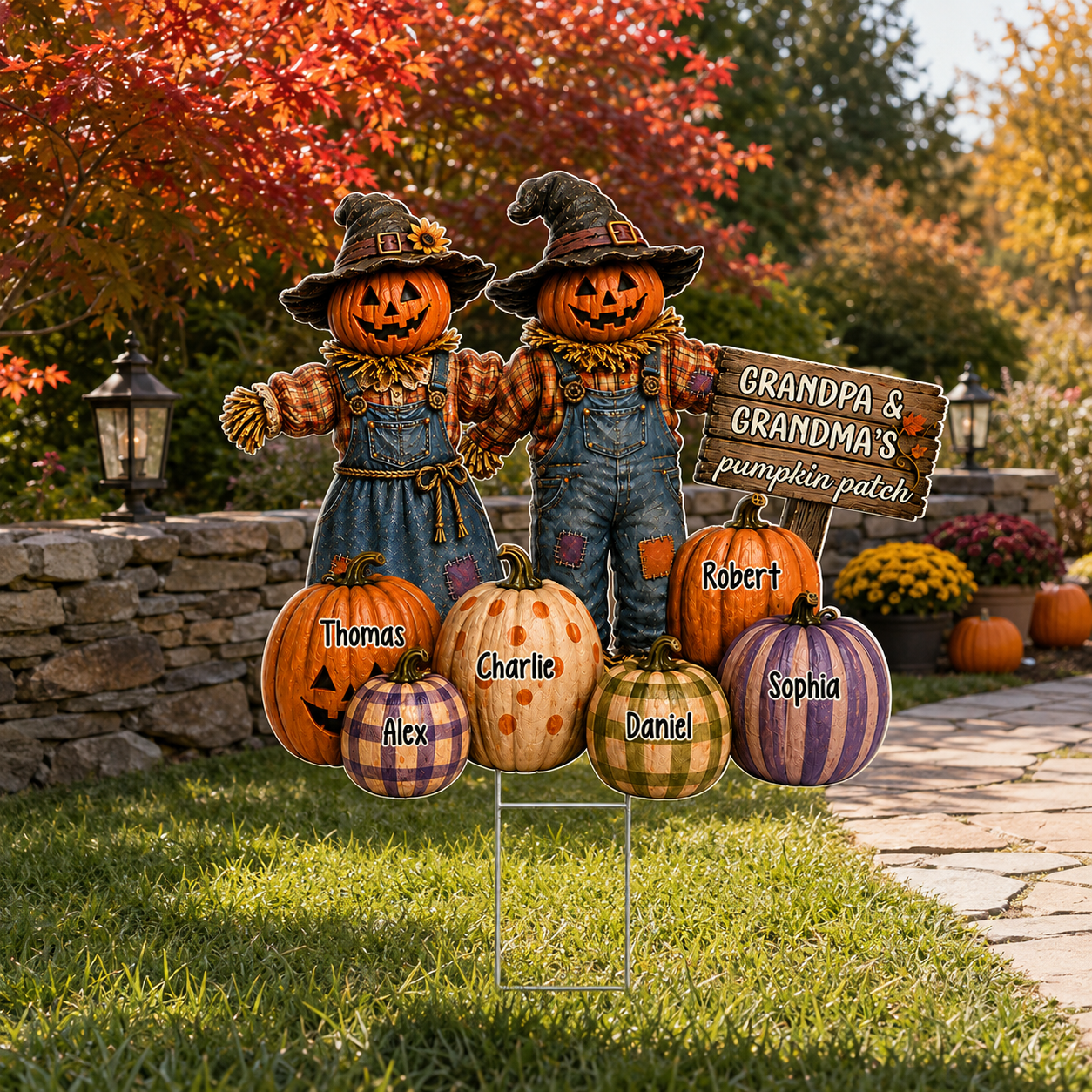 Halloween Fall Scarecrow Grandpa Grandma's Pumpkin Patch - Personalized Yard Sign - Fall Decor For Grandparents ac707131-e992-442b-b6ce-be0cc579b0ef-banenr-1.png