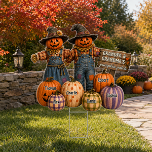 Halloween Fall Scarecrow Grandpa Grandma's Pumpkin Patch - Personalized Yard Sign - Fall Decor For Grandparents ac707131-e992-442b-b6ce-be0cc579b0ef-banenr-1.png