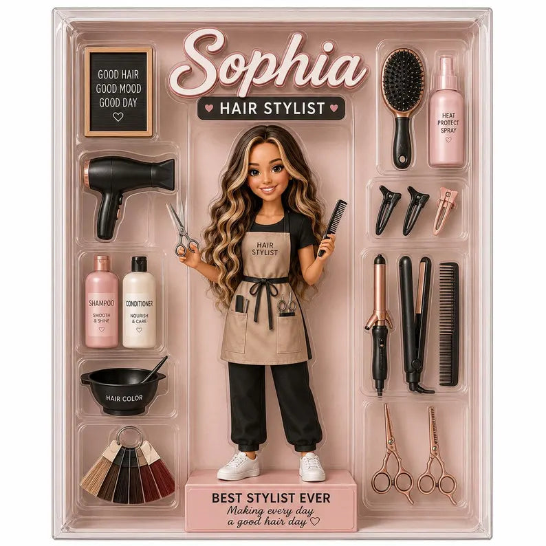 Custom Hair Stylist Acrylic Plaque, Personalized Hairstylist Figure Gift, Salon Station Decor, Hairdresser Appreciation Gift ac70df12-d586-441b-b9fc-90c2f2a44d6f-dre-3-.webp