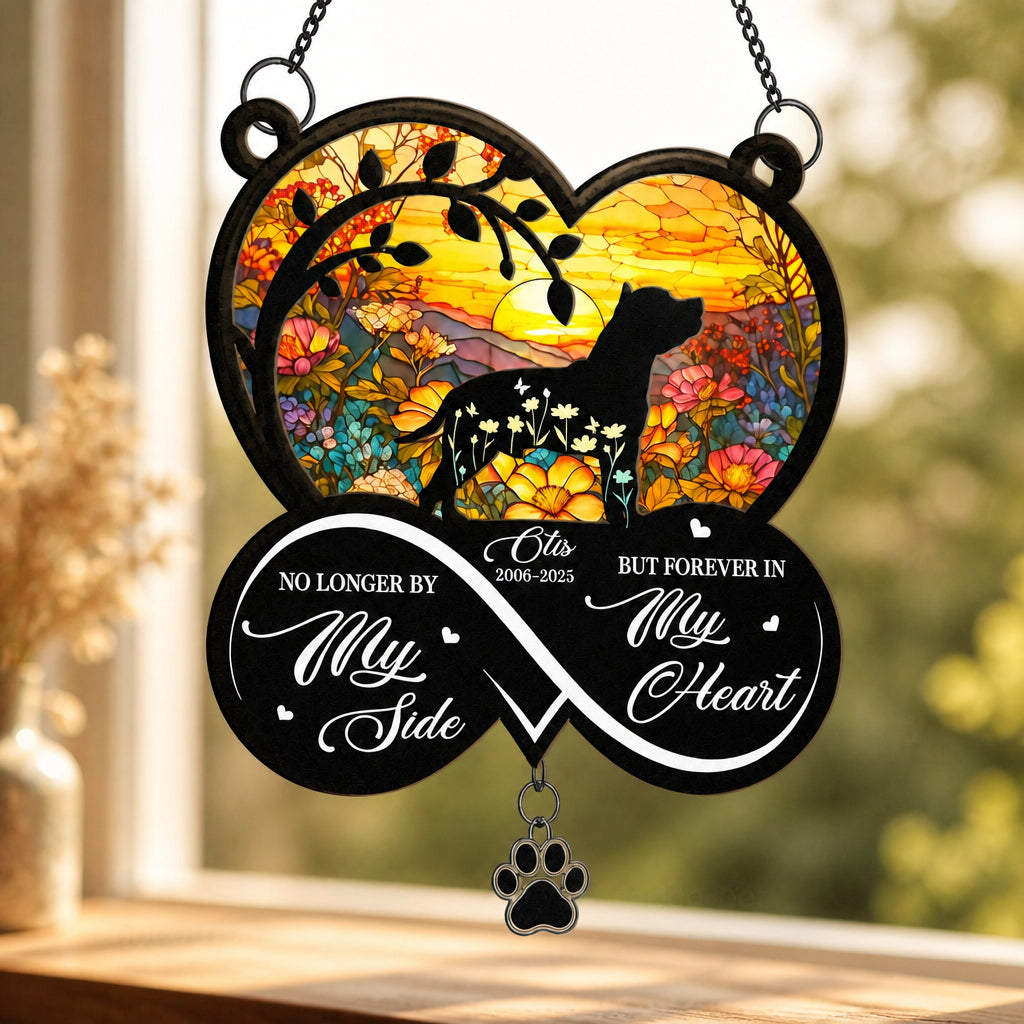 Dog Memorial Stained-Glass Suncatcher – Name & Years - Personalized 2 Layered Suncatcher with Charm (PW) ac8922d1-d32a-430a-a1de-213e6899226f.jpg