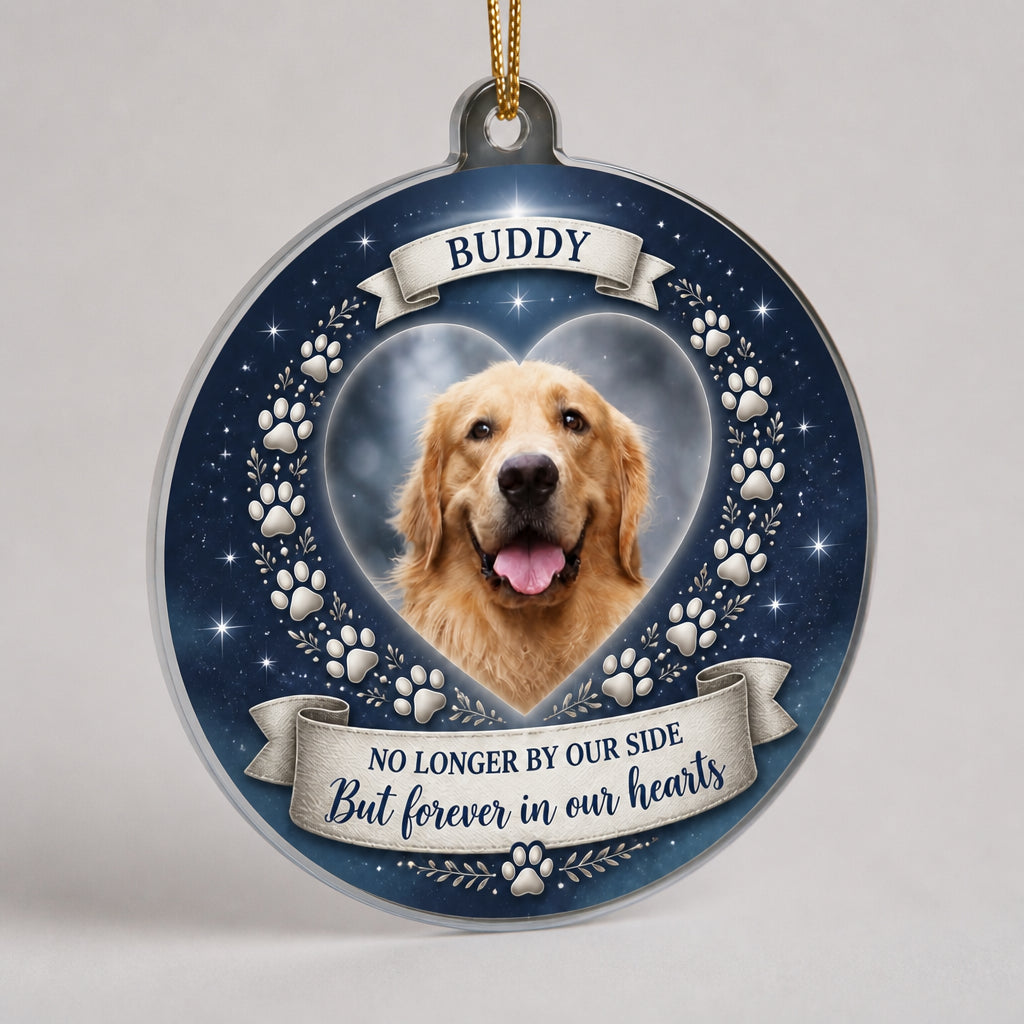 Pet Memorial Photo Shape Ornament – No Longer By Our Side - Shape Ornament ac8da9bd-bb9c-42e0-952e-1ba7528ad56d.jpg