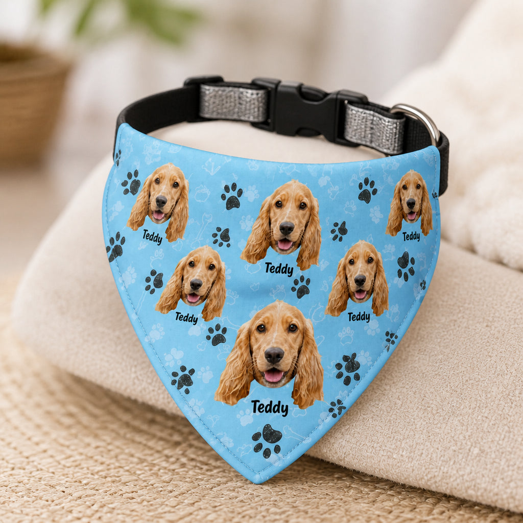 Custom Pet Photo Bandana – Name Badge Edition - Personalized Pet Bandana Collar With Adjustable Buckle aca92727-8f32-429e-b016-89d1e185630e.jpg