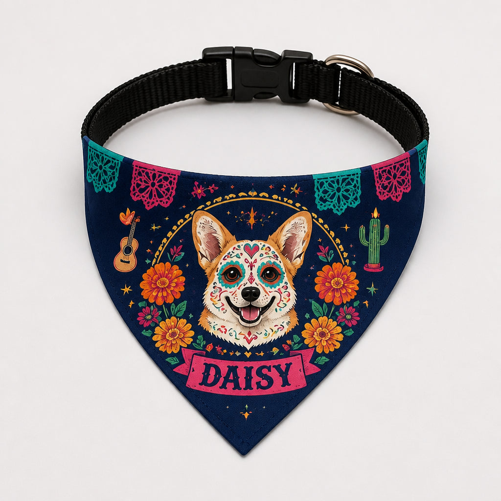 Custom Día de los Muertos Pet Portrait Bandana - Personalized Pet Bandana Collar With Adjustable Buckle acab0afc-a3f5-451b-b3d7-70a9b3261d03.jpg