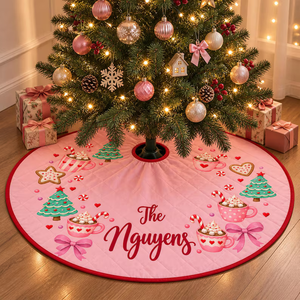Custom Christmas Pinky Tree Skirt With Your Family Name, Gift For Family acbf31b2-e487-4400-86e8-1ce7ff84d12e-y4.png