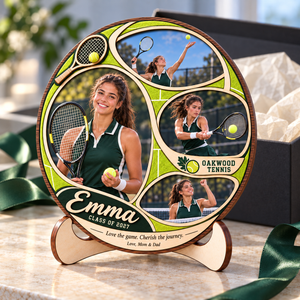 Personalized Tennis Photo Collage Plaque with Stand – Christmas Gift for Tennis Players, Senior Night & Graduation Keepsake acc59fb1-f585-49ba-ad94-4fb491f638c6-Wooden-tennis-keepsake-in-gift-box-3.png