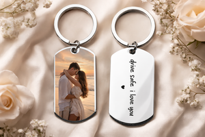 Custom Photo Keychain, Drive Safe I Love You Gift, Personalized Valentines Day Gift for Him, Anniversary Gift for Husband or Boyfriend