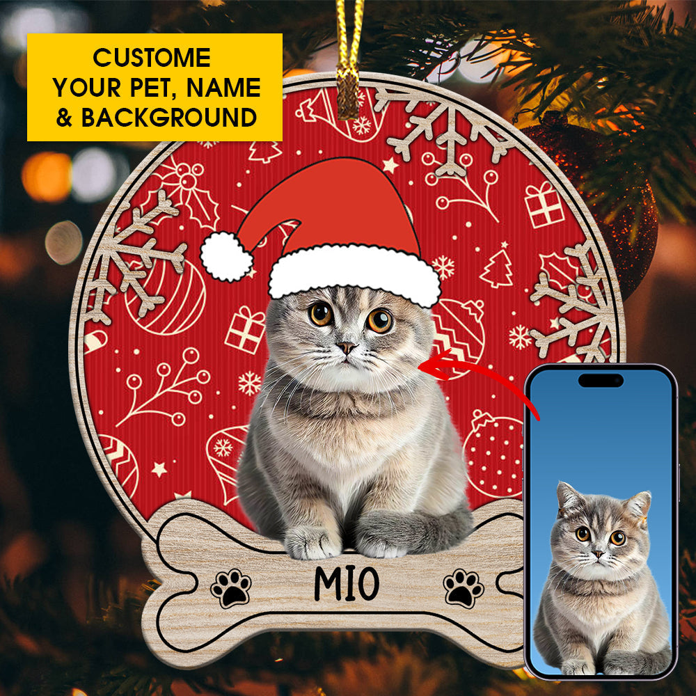 Cute Pet Photo - Custom Photo And Name, Personalized Acrylic Ornament - Gift For Pet Lover