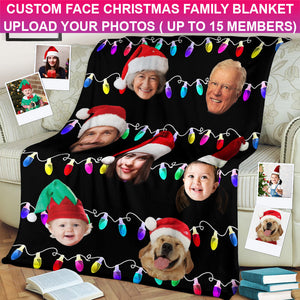 Custom Face Photo, Personalized Fleece Blanket - Gift For Christmas, Family Gift