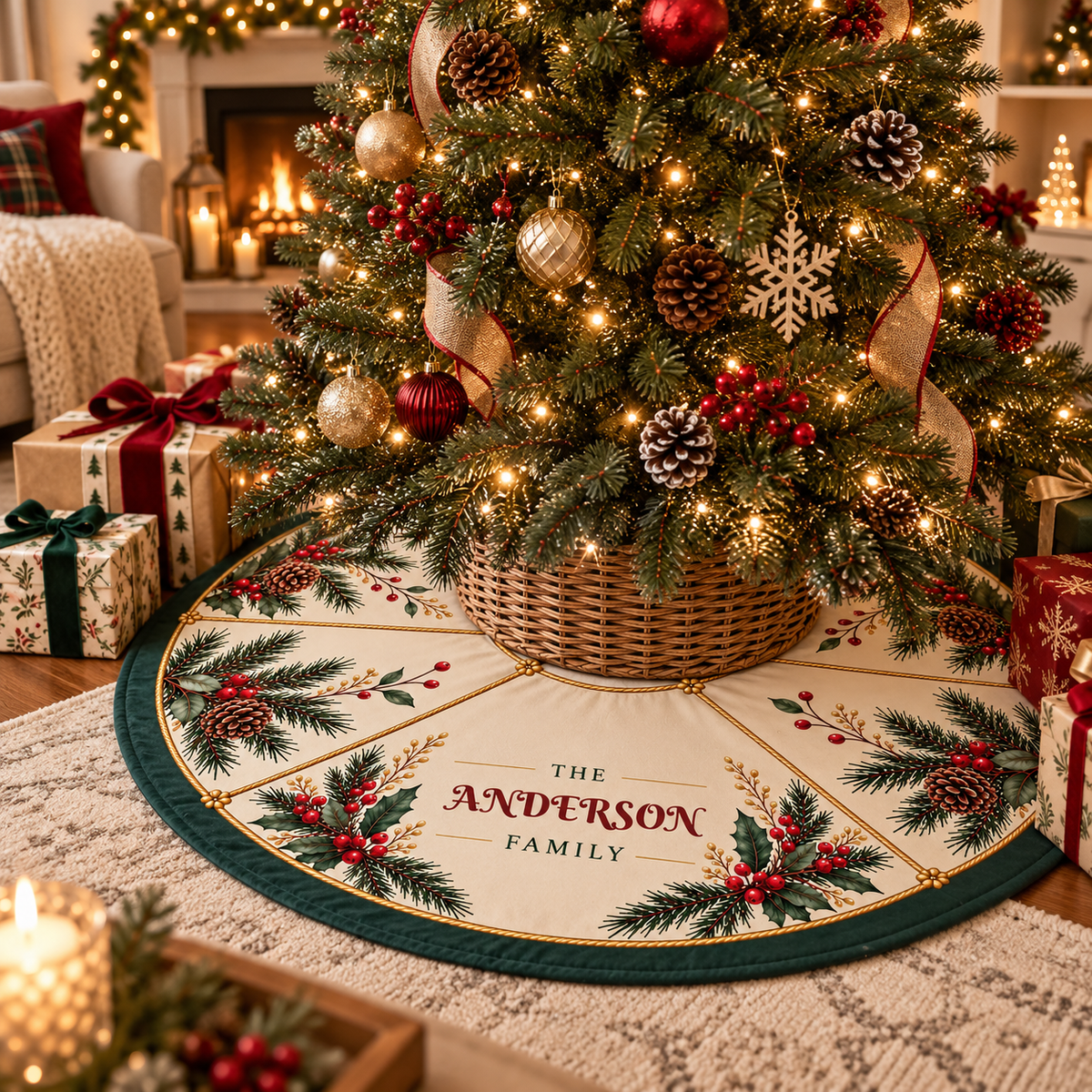 Pinecone Holly Wreath Christmas Tree Skirt | Personalized Name Option ad339ef6-939b-4799-a59f-08164c59ec8a-d05df8fb-9470-47a7-bf2f-e83e94965ad5.png
