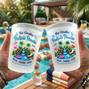 Poolside Paradise Relax Unwind Enjoy - Personalized Plastic Frosted Cup - Poolside Drinking Accessory, Summer Gift For Family ad348628-8b2c-4c0b-b779-9abbd708951c-3.jpg