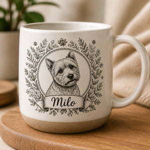 Vintage Botanical Pet Cameo Pottery Mug — Photo-to-Sketch + Name - Personalized Pottery Mug ad3a40cd-652a-4b80-9b82-0b9e89180ba1.jpg