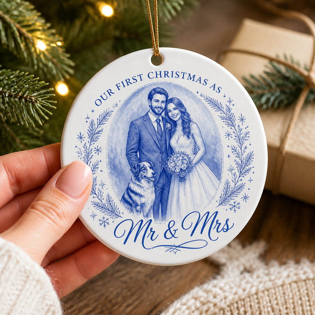 Our First Christmas as Mr & Mrs Portrait Ornament - Personalized Ornament ad5073ea-345e-4b7f-af48-5af5d3a53d2e.jpg