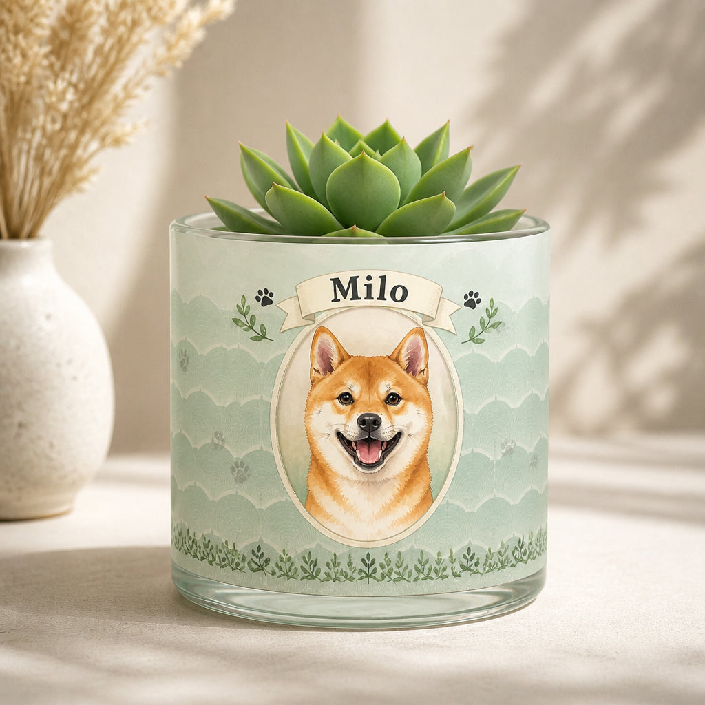Scalloped Cameo Pet Portrait Planter - Personalized Mini Glass Plant Pot ad5c80f1-0203-468b-8534-08dedb5a15b2.jpg