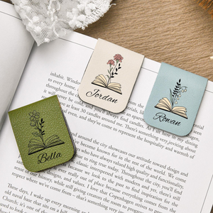 Personalized Birth Flower Magnetic Bookmark, Custom Name Leather Bookmark, Birthday Gift For Book Lover ad761f82-fe6a-487b-91b3-71b27751d741-6.png