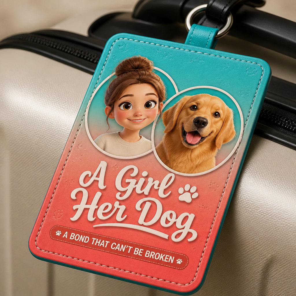 A Girl & Her Dog – Photo Portrait Leather Luggage Tag - Personalized Personalized Leather Luggage Tag ad77a13a-fb46-47c8-bace-c05fe86d8084.jpg