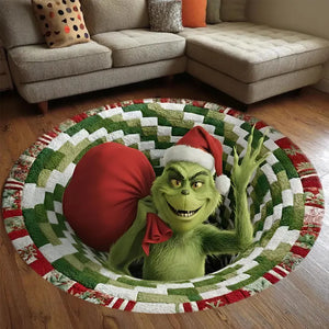 Green Trouble Maker Quilted Round Mat | Funny Grinche Rug for Playful Christmas Home Decor ad7c8f25-7213-46a0-8e07-60a904985056-jhjhj-4-.webp