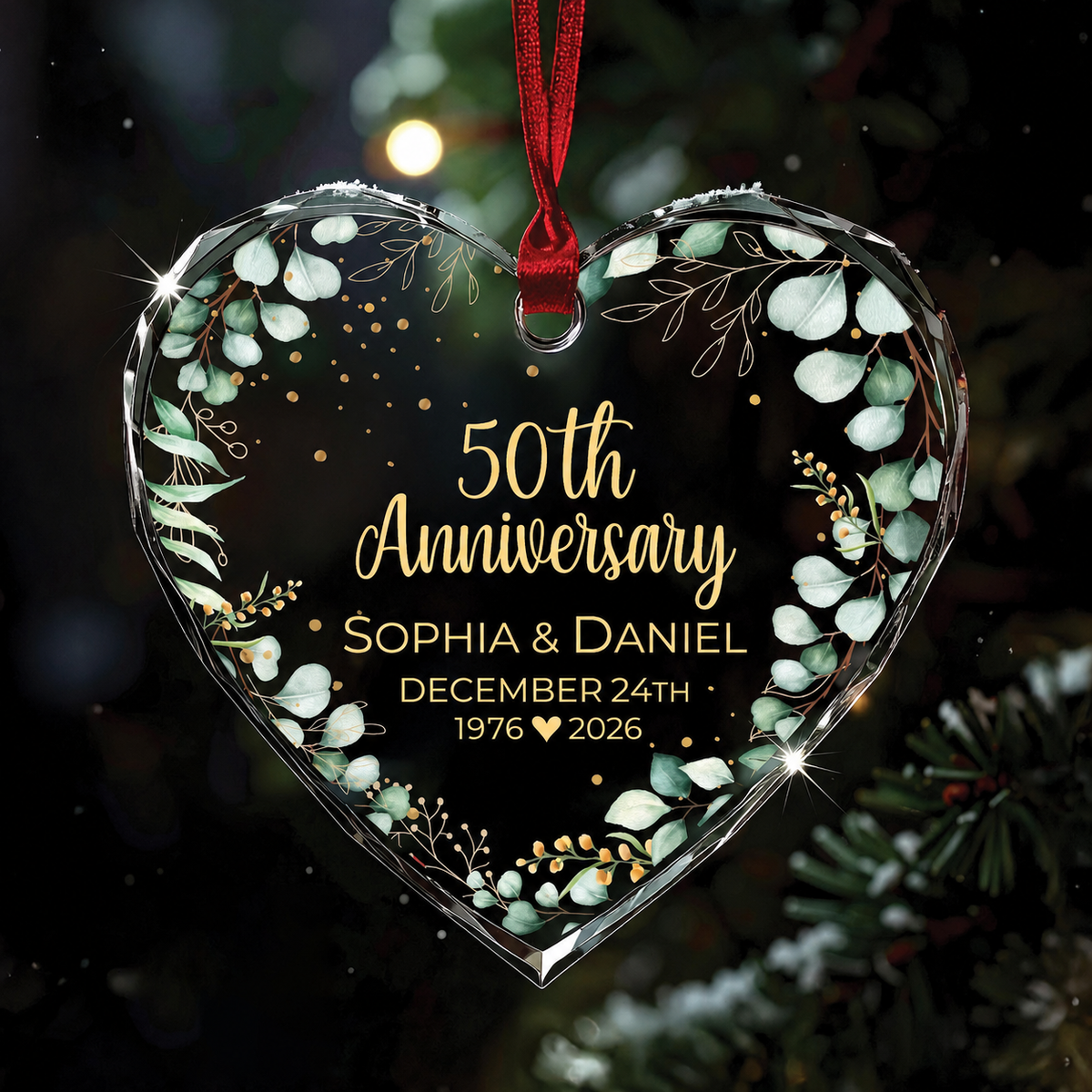 Customized Anniversary Ornament, Custom Glass Ornament, Gift for Parent, Grandparent Ornament, 10th 20th 25th 30th 50th Anniversary Keepsake