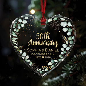 Customized Anniversary Ornament, Custom Glass Ornament, Gift for Parent, Grandparent Ornament, 10th 20th 25th 30th 50th Anniversary Keepsake