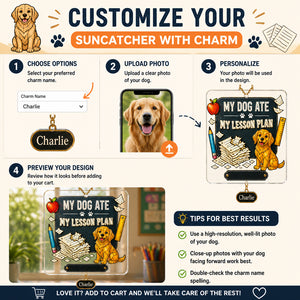 My Dog Ate My Lesson Plan — Personalized Teacher Journal - Personalized 1 Layered Suncatcher with Charm ada05c7f-f6cd-4046-8d85-b726a99449ce.jpg