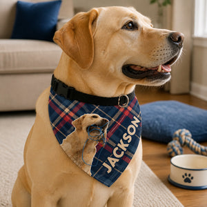Custom Pet Photo Bandana – Paw Medallion Name Design - Personalized Pet Bandana Collar With Adjustable Buckle ada0b053-fc27-4b47-a2d3-5bcae77d9577.jpg