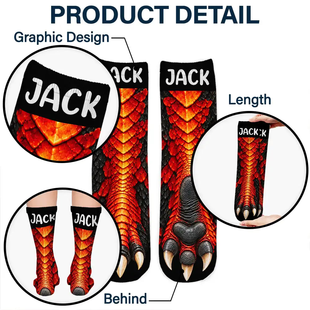 Funny Gift For Kids - Personalized Novelty Dinosaur Foot Illusion Socks ada5c97e-1dac-43fa-8405-837907ce4264-TE141-CLA4267-Mk7.jfif