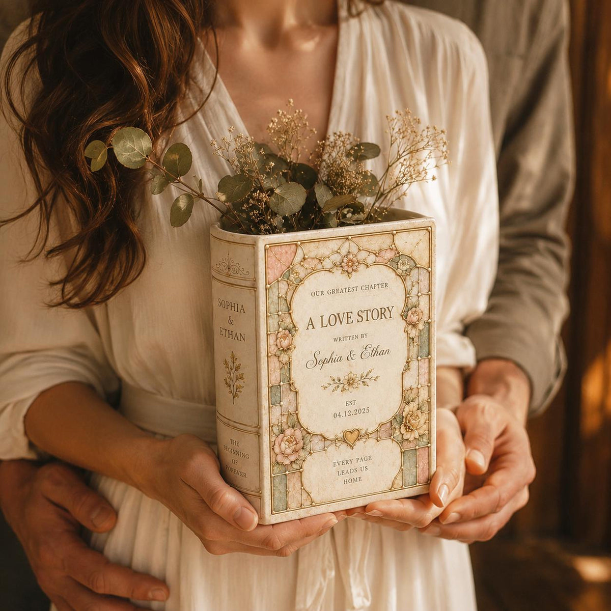 Custom Toile De Jouy Ceramic Book Vase, Personalised Wedding Gift for Couple, Bridal Shower Gift, Engagement, Wedding Gift, Bridesmaid Gift adaeaa20-61e5-405b-a9ea-b4213f795f95-2.jpg