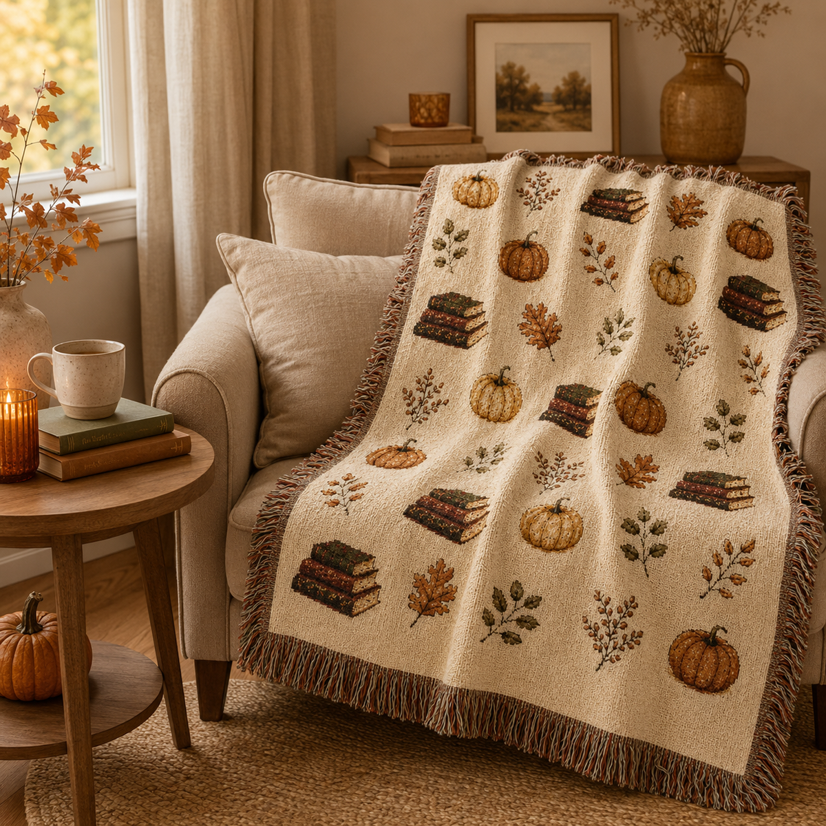 Fall Pumpkin & Books Woven Blanket | Autumn Book Blanket | Cozy Book Lover Gift adbb1bc7-044b-41ef-9dd2-60010211edee-b9fc9441-7e44-4c85-a7c5-e5f3e166964f.png