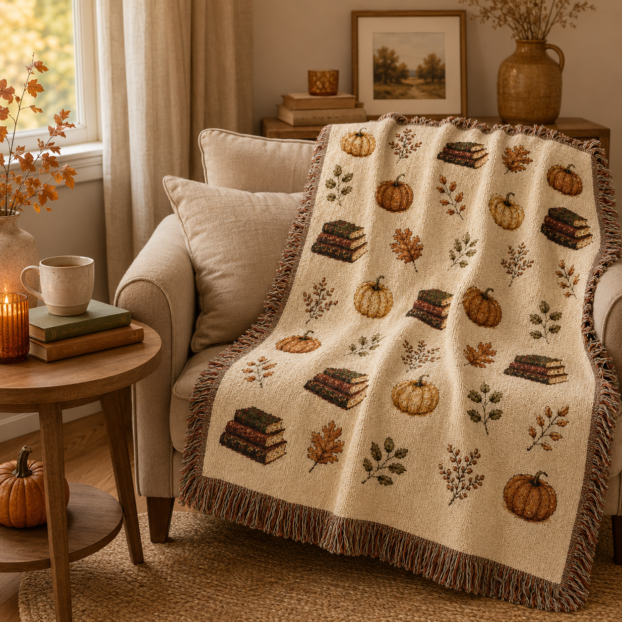 Fall Pumpkin & Books Woven Blanket | Autumn Book Blanket | Cozy Book Lover Gift adbb1bc7-044b-41ef-9dd2-60010211edee-b9fc9441-7e44-4c85-a7c5-e5f3e166964f.png
