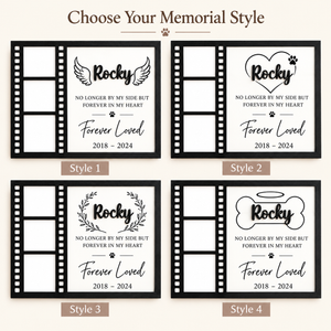 Personalized Dog Memorial Photo Frame, Custom Filmstrip 3 Photo Collage with Name and Dates, Pet Loss Keepsake, Dog Sympathy Gift adbc4dcc-6dd7-4440-9d44-5076fa0bb617-Four-elegant-pet-memorial-frame-styles.png
