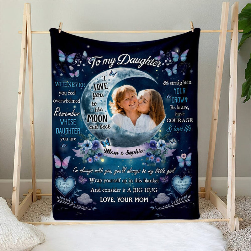 Love You To The Moon And Back Upload Photo Blanket Gift For Daughters
