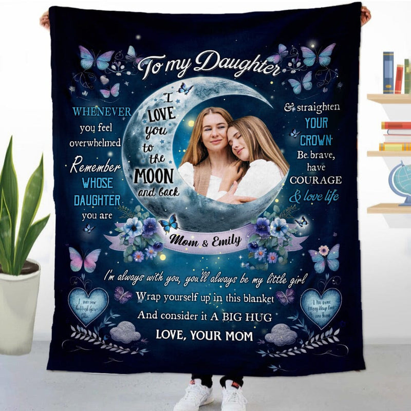 Love You To The Moon And Back Upload Photo Blanket Gift For Daughters