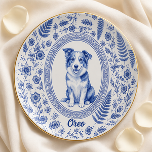 Custom Delft Blue Pet Portrait Plate - Personalized Personalized Ceramic Plate ae010cf1-ad53-4730-b71e-f3a3711f7c8e.png
