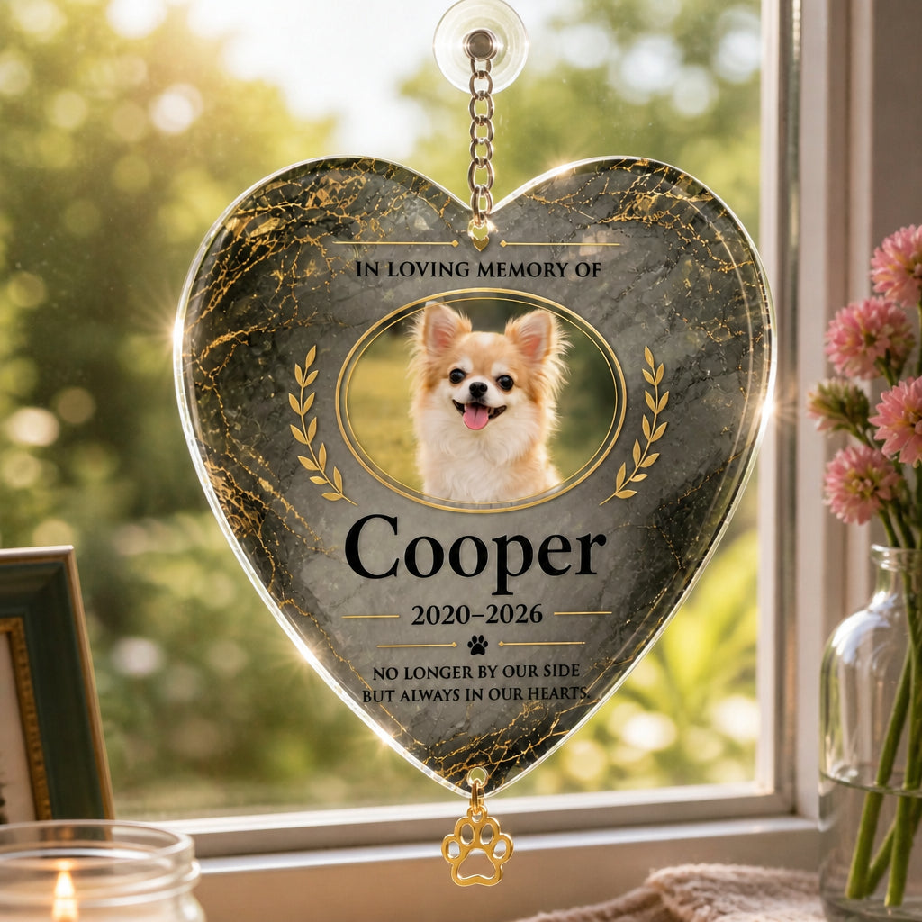 Pet Memorial Heart Stone – Photo, Name & Years (Granite Laurel) - Personalized 1 Layered Suncatcher with Charm ae0d1631-b192-4f65-aaf6-6a7adb6e727b.jpg