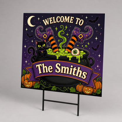 Halloween Cauldron Welcome Yard Sign – Custom Family Name - Personalized Yard Sign ae0d274b-140a-46f2-82c3-a6559ed29cad.jpg