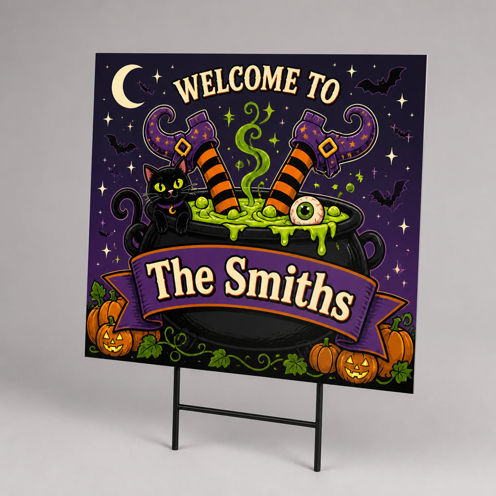 Halloween Cauldron Welcome Yard Sign – Custom Family Name - Personalized Yard Sign ae0d274b-140a-46f2-82c3-a6559ed29cad.jpg