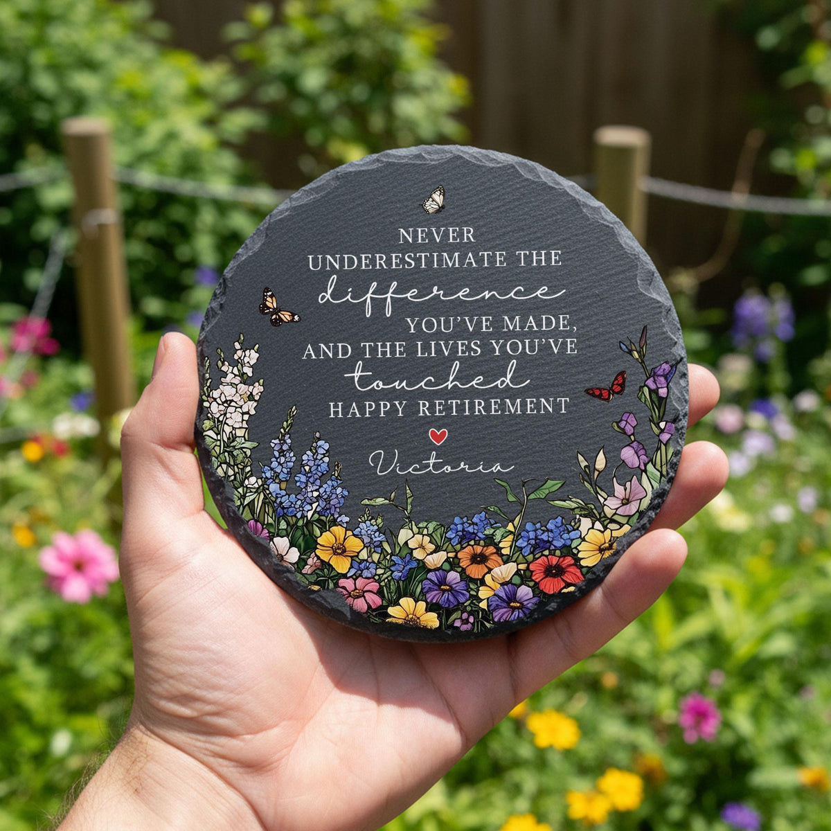 Garden Stone Retirement Gift, Personalized Floral Retirement Gift For Grandma, Colleague Retirement Keepsake, Retired Coworker, Mother's Day ae0e235f-288b-49c4-b4b2-8b977b7057d1-1.jpg