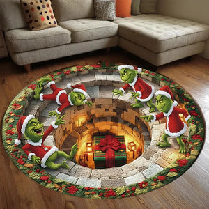 Little Green Rascals Quilted Round Mat | Funny Christmas Grinche Rug for Holiday Home Decor ae2a4eb8-cab0-4c11-935f-abfc2ee65224-ggf-3-.webp