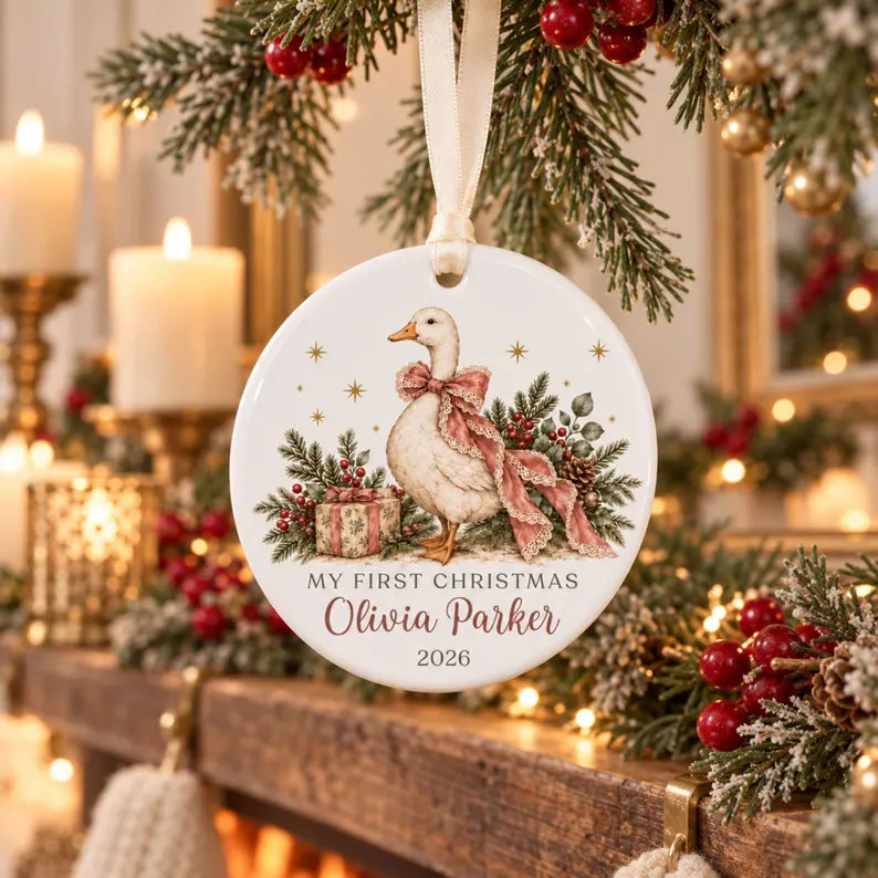 Personalized Baby Girl First Christmas Ornament, Coquette Pink Bow Goose, Custom Name Girls First Xmas Ornament, Baby Girl Keepsake Gift ae3969b0-6062-4651-8462-e07e2f5234f4-dfhy-4-.webp
